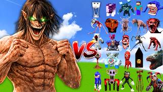 ATTACK TITAN (Eren Yeager) vs All Creepypasta Bosses | Minecraft Mob Battle